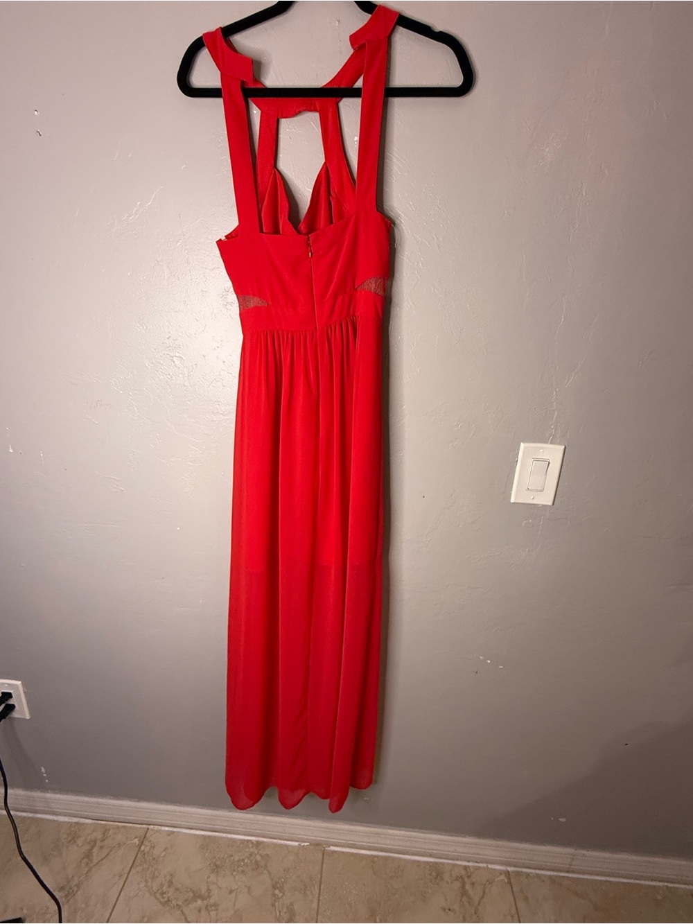 BCBG Vibrant Red Maxi Dress with Strappy Back